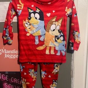 Adorable Kids Pajama Set - Red with Cartoon Characters
